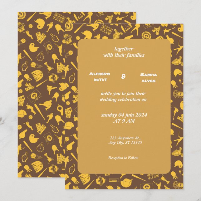Baseball amour sport Thème Mariage Invitations (Devant / Derrière)