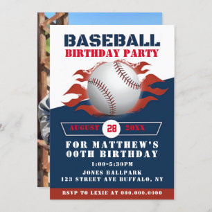 Baseball Anniversaire Fête Ajouter Invitations Pho