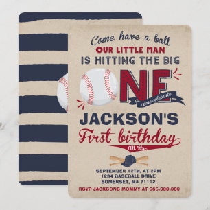 Baseball Anniversaire Invitation Baseball 1er Anni