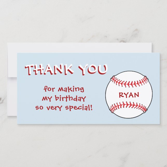 Baseball Ball Blue Birthday Boy Carte de remerciem (Devant)