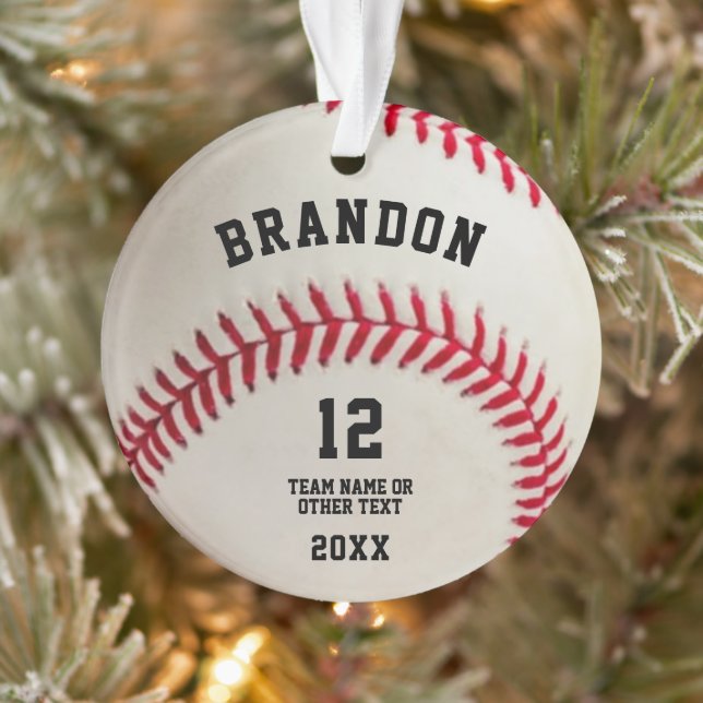 Baseball Ball Red Stitch Photo Cer personnalisé (Arbre)