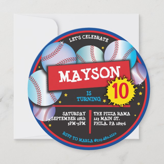 BASEBALL BALLES BLEU Anniversaire Invitation (Devant)