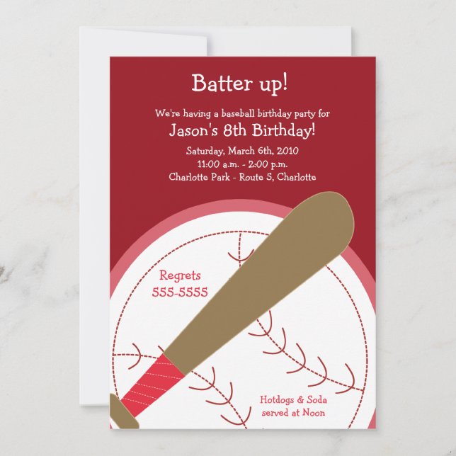 BASEBALL Batte Up Anniversaire Invitation (Devant)