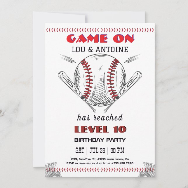 Baseball Birthday Invitation (Devant)