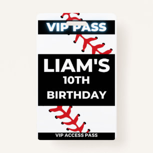 Baseball birthday Party VIP Pass Badge