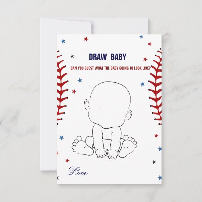 Baseball Draw baby baby shower carte (Devant)