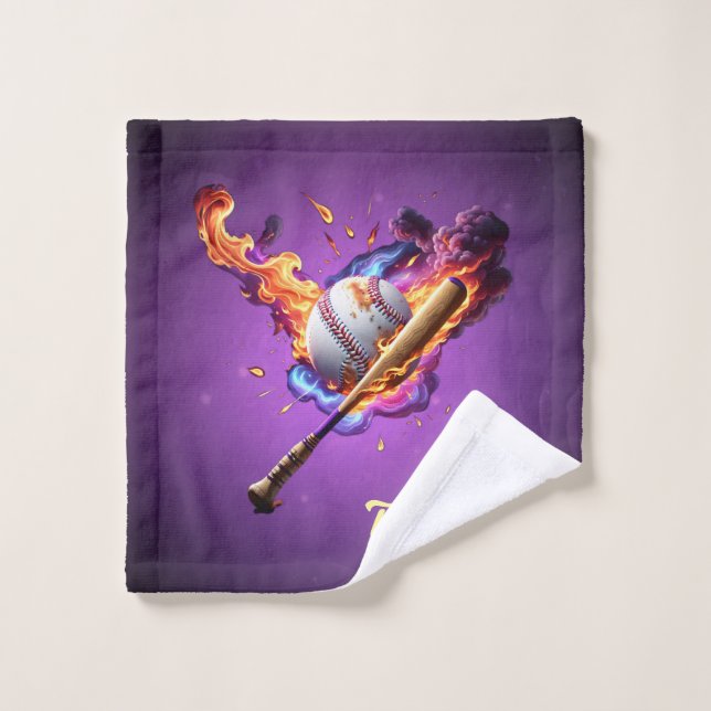 Baseball en feu. (Gant de toilette)
