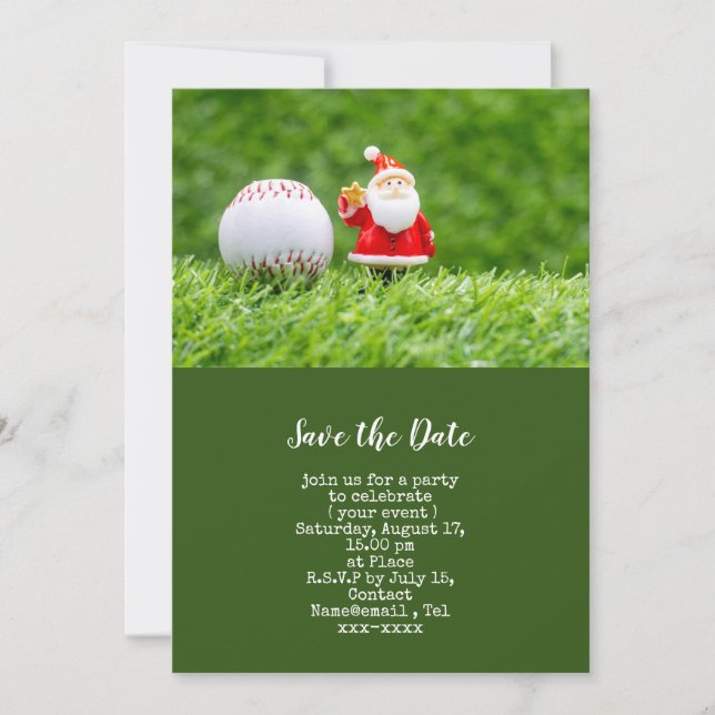 Baseball enregistrer la date Noël Invitation (Devant)