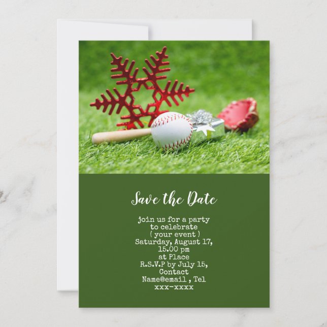 Baseball enregistrer la date Noël Invitation (Devant)