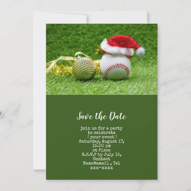 Baseball enregistrer la date Noël Invitation (Devant)