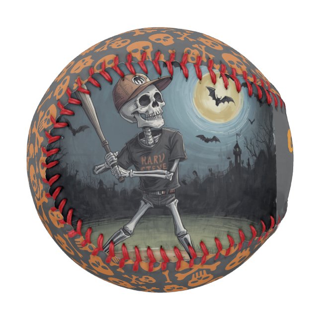 Baseball Halloween, squelette, Ligue de balle de t (Devant Gauche)