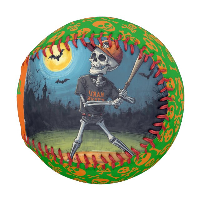 Baseball Halloween, squelette, Ligue de balle de t (Devant Droite)