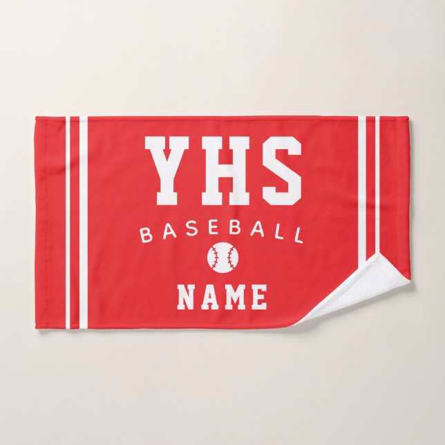 Baseball Icon, Custom Name & School, Team Gift Han (Serviette à main)
