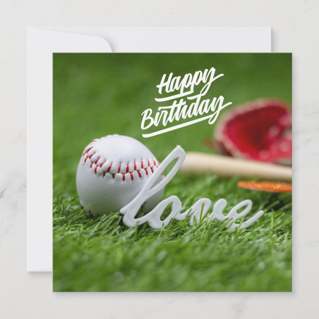 Baseball Joyeux Anniversaire avec balle sur herbe  (Devant)