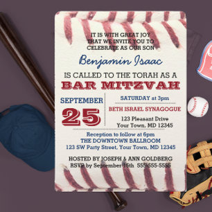 Baseball Look Bar Mitzvah Invitation