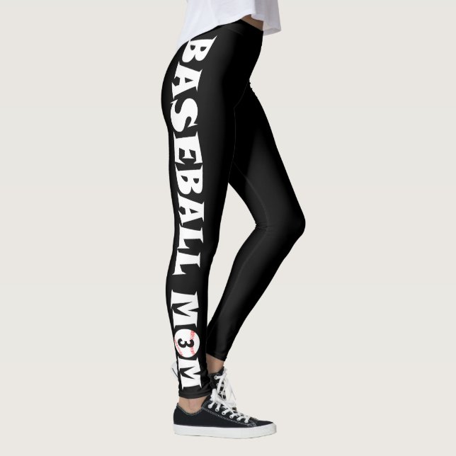 Baseball Maman Custom Jersey Nombre Leggings (Droite)