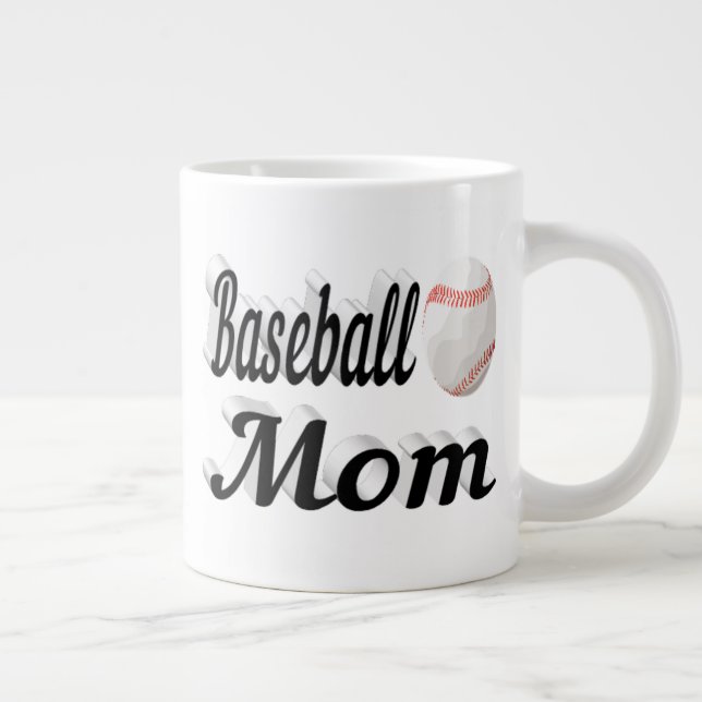 Baseball Maman mi-texte Géant Café Mug (Droite)