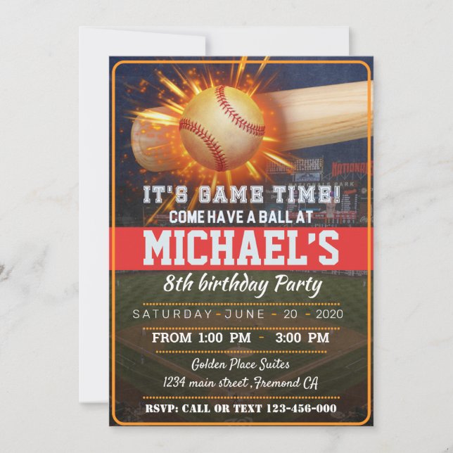 Baseball Party Invitation (Devant)