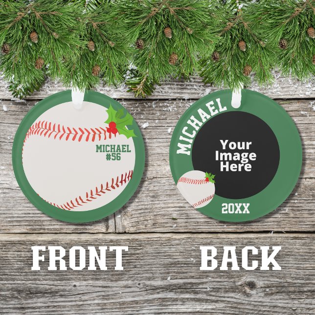 Baseball photo personnalisée Noël (A cute ornament for the baseball player in your life insert your own picture to personalized it.)