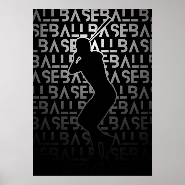 Baseball Poster | Black and White | Metal Look (Devant)