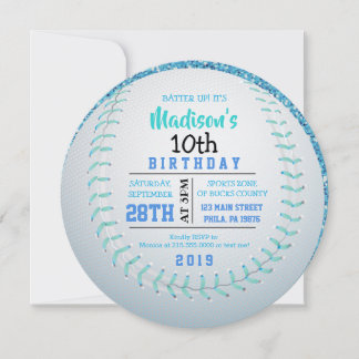 BASEBALL ROND Anniversaire Fête Invitation
