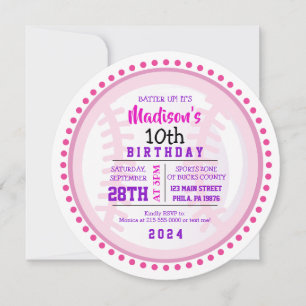 BASEBALL ROND Anniversaire Fête Invitation