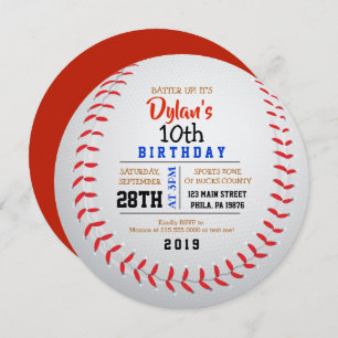 BASEBALL ROND Anniversaire Fête Invitation