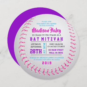 BASEBALL RONDE FILLES Bat mitzvah Invitation