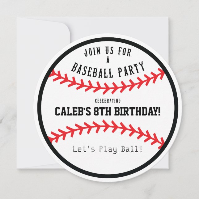 Baseball Round Anniversaire Fête Sports Invitation (Devant)