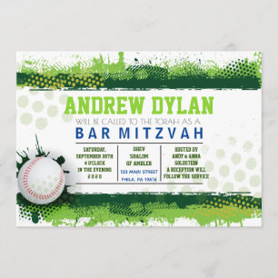 BASEBALL SPLASH Bar Mitzvah Invitation