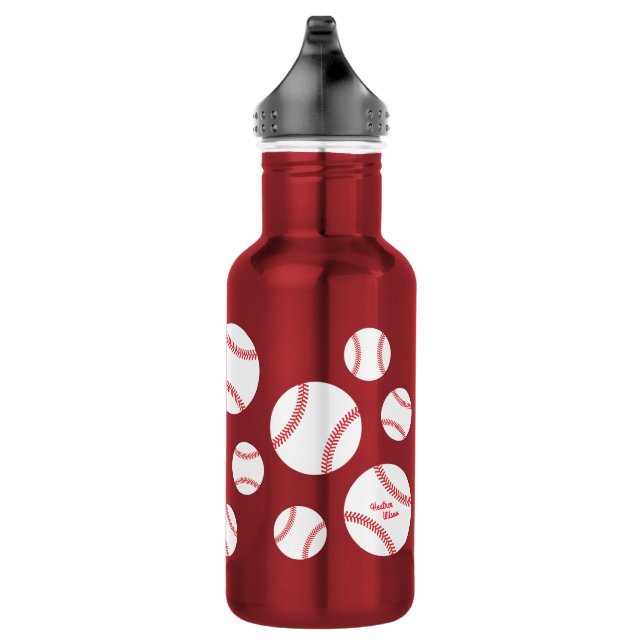 Baseball Sports Cute Kids Bouteille d'eau avec nom (Droite)