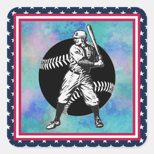 Baseball : Sticker Carré Vintage (Devant)