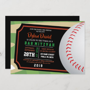 BASEBALL TICKET Bar Bat mitzvah Invitation