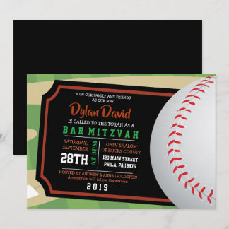 BASEBALL TICKET Bar Bat mitzvah Invitation