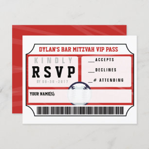 BASEBALL VIP RÉPONSE CARTE Bar Bat mitzvah Invitat