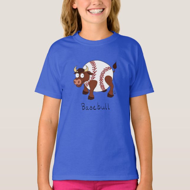 Basebull Funny Baseball Bull T-shirt fille de la f (Devant)