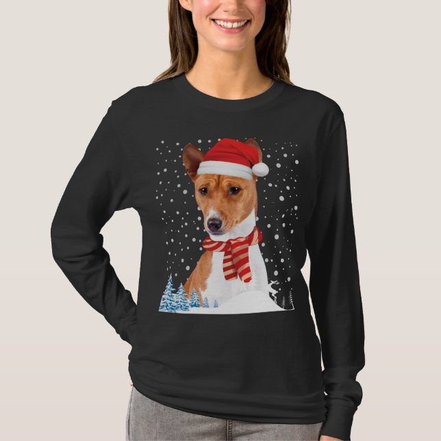 Basenji Chien moche de Noël Sweat de Noël Santa Ha (Devant)