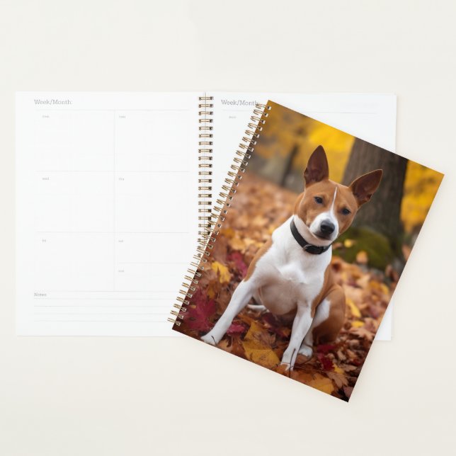 Basenji en automne Feuilles automne Inspiration (Devant avec enveloppe)