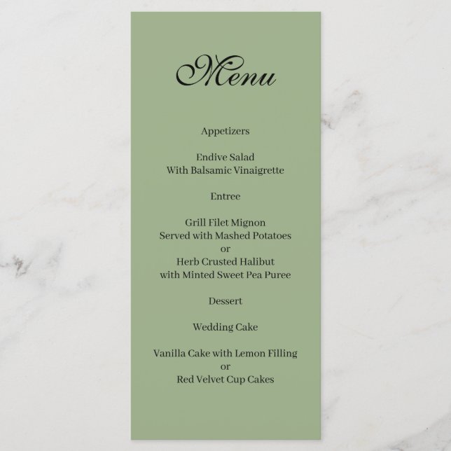 Basic and Elegant green and white Menu (Devant)