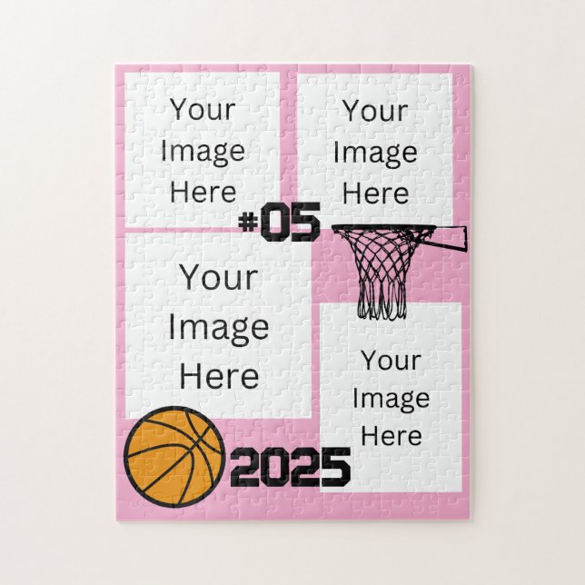 Basket-ball 4 Photo Collage Jigsaw Puzzle rose (Vertical)