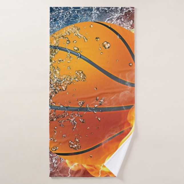 Basket-ball à flammes (Serviette de bain)