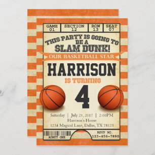 Basket-ball Bicket Anniversaire Invitation Invitat