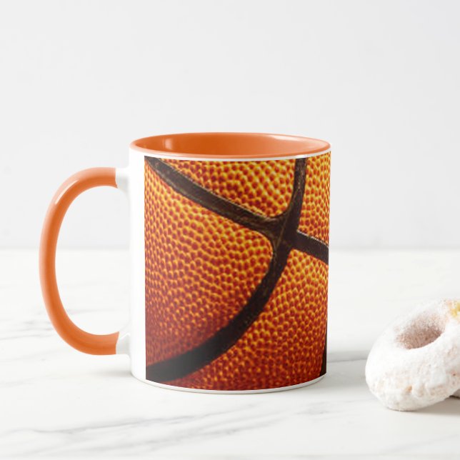 Basket-ball orange bosselé, Tasse à café (Avec donut)