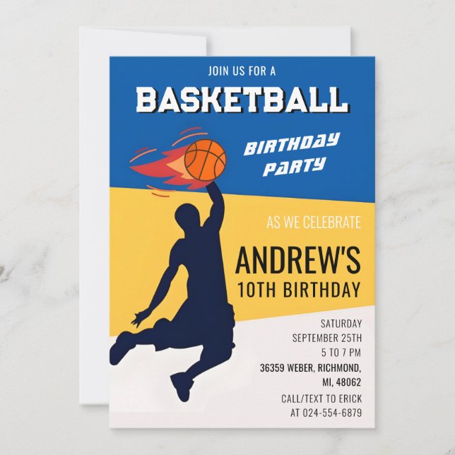 Basket-ball personnel Anniversaire Invitation (Devant)