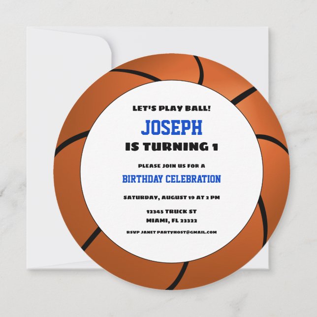 Basket-ball rond Invitation Anniversaire (Dos)