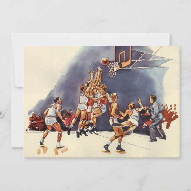 Basket-ball sportif vintage, joueurs dans un jeu (Devant)