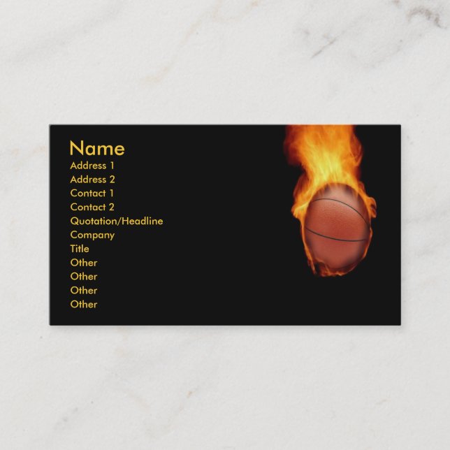 Basket-ball sur Carte de visite incendie (Devant)