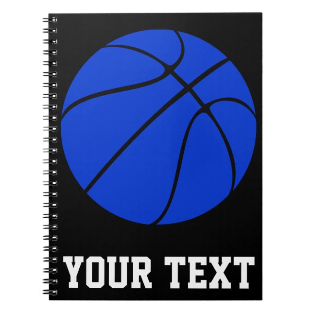Basket Bleu foncé Texte personnalisé Carnet spiral (Devant)