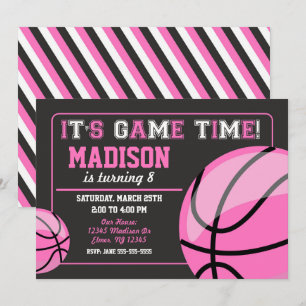 Basketball Anniversaire Invitation Chalkboard Girl