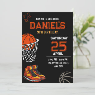 Basketball Anniversaire Invitation Editable Basket